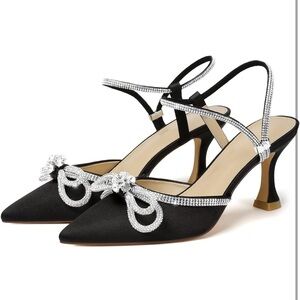 Susanny Women's Closed Toe Rhinstone Wedding Low Heel sandals shoes Sz 10.5